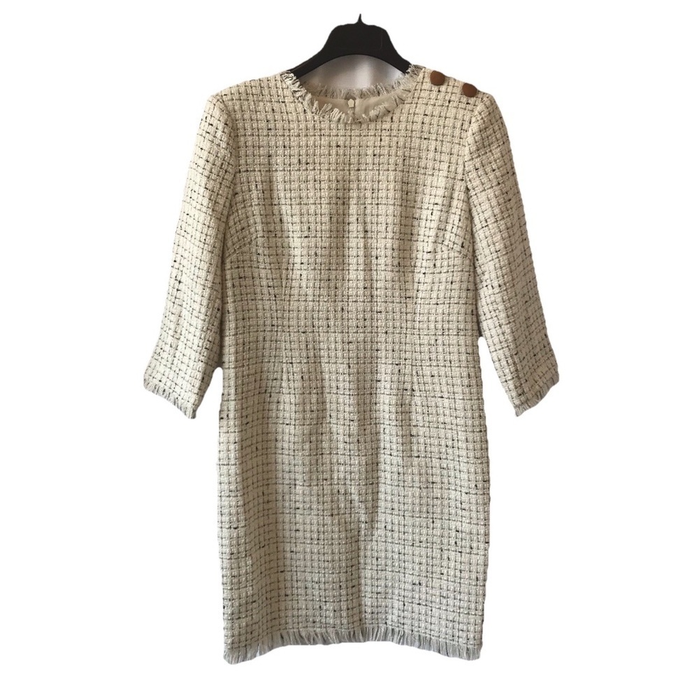 Harper Rose 3/4 Sleeve Tweed Sheath Dress White 12p